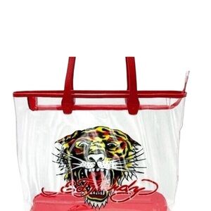 Ed Hardy Clear Red Tote Bag - NWT